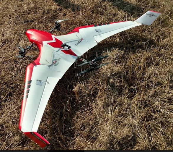 Figure 2. Fixed wing (vertical takeoff and landing) UAV ready fo